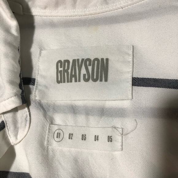 Grayson by Frank & Eileen the hero womens blouse white with blue stripe sz 1 - Picture 3 of 8